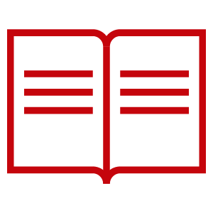 Red open book graphic