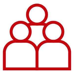 Outlines of three people in a group