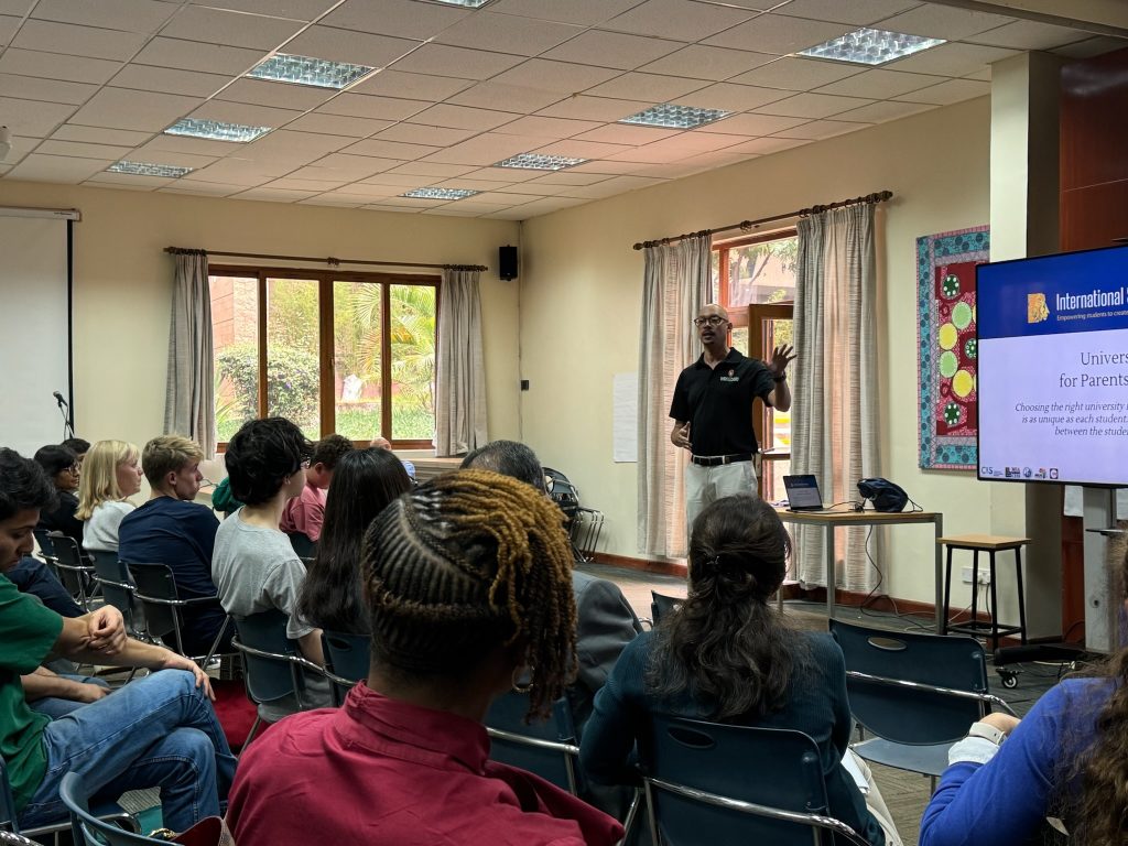 Derek presenting to students