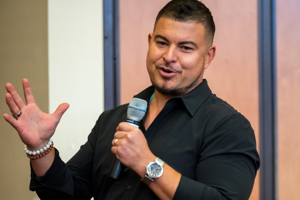 Man holding a microphone