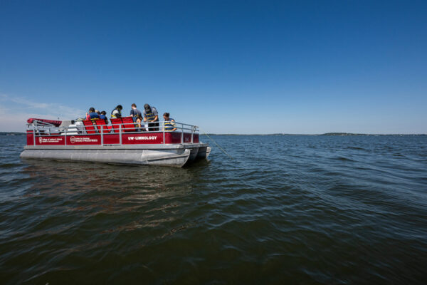 Pontoon boat on Lake Mendota
