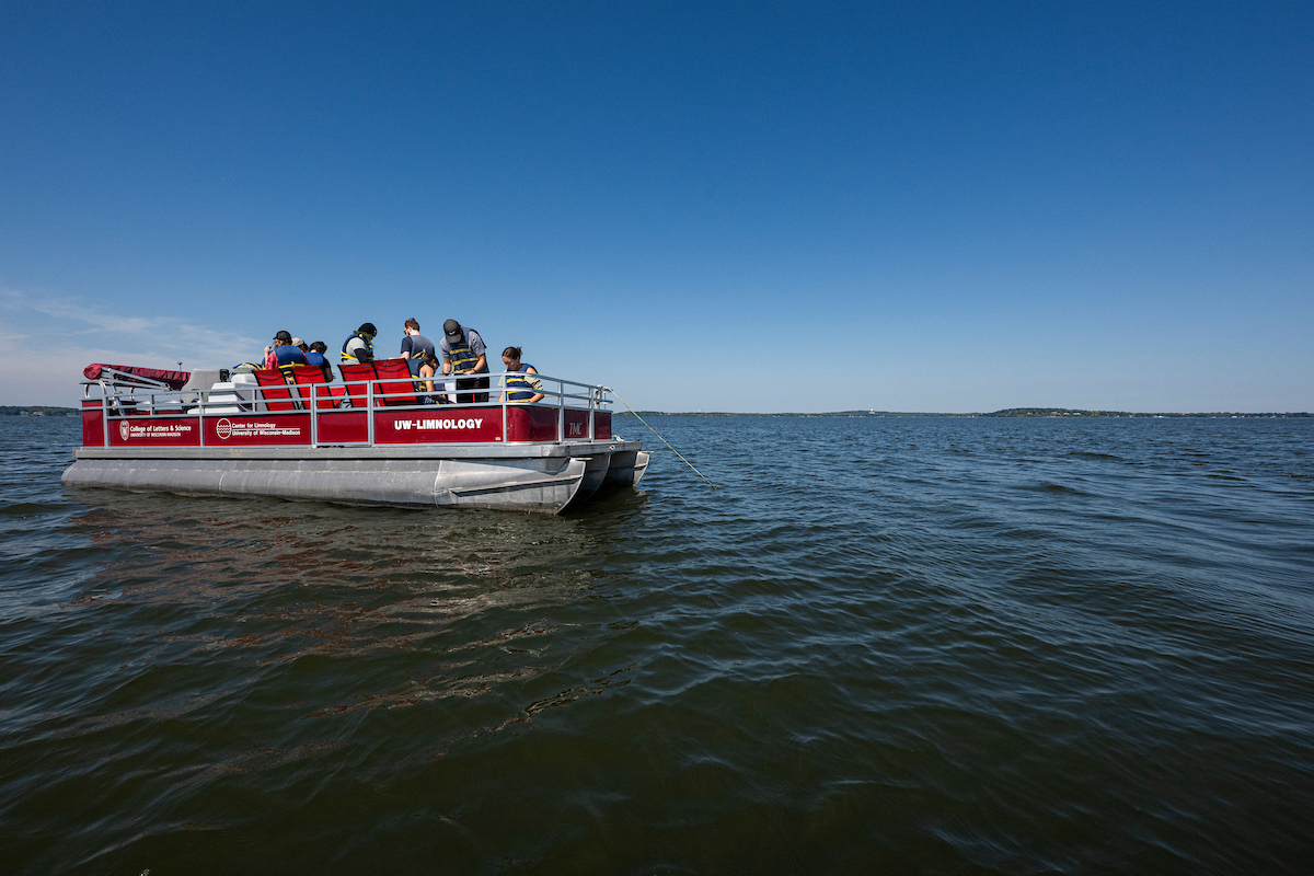 Pontoon boat on Lake Mendota